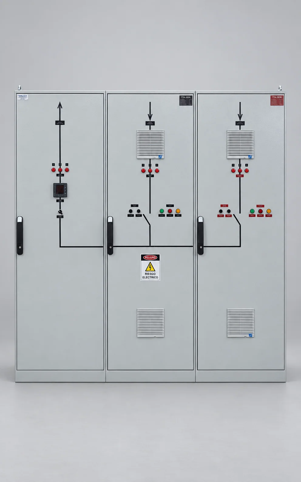 Tablero eléctrico industrial integrado de tres cuerpos