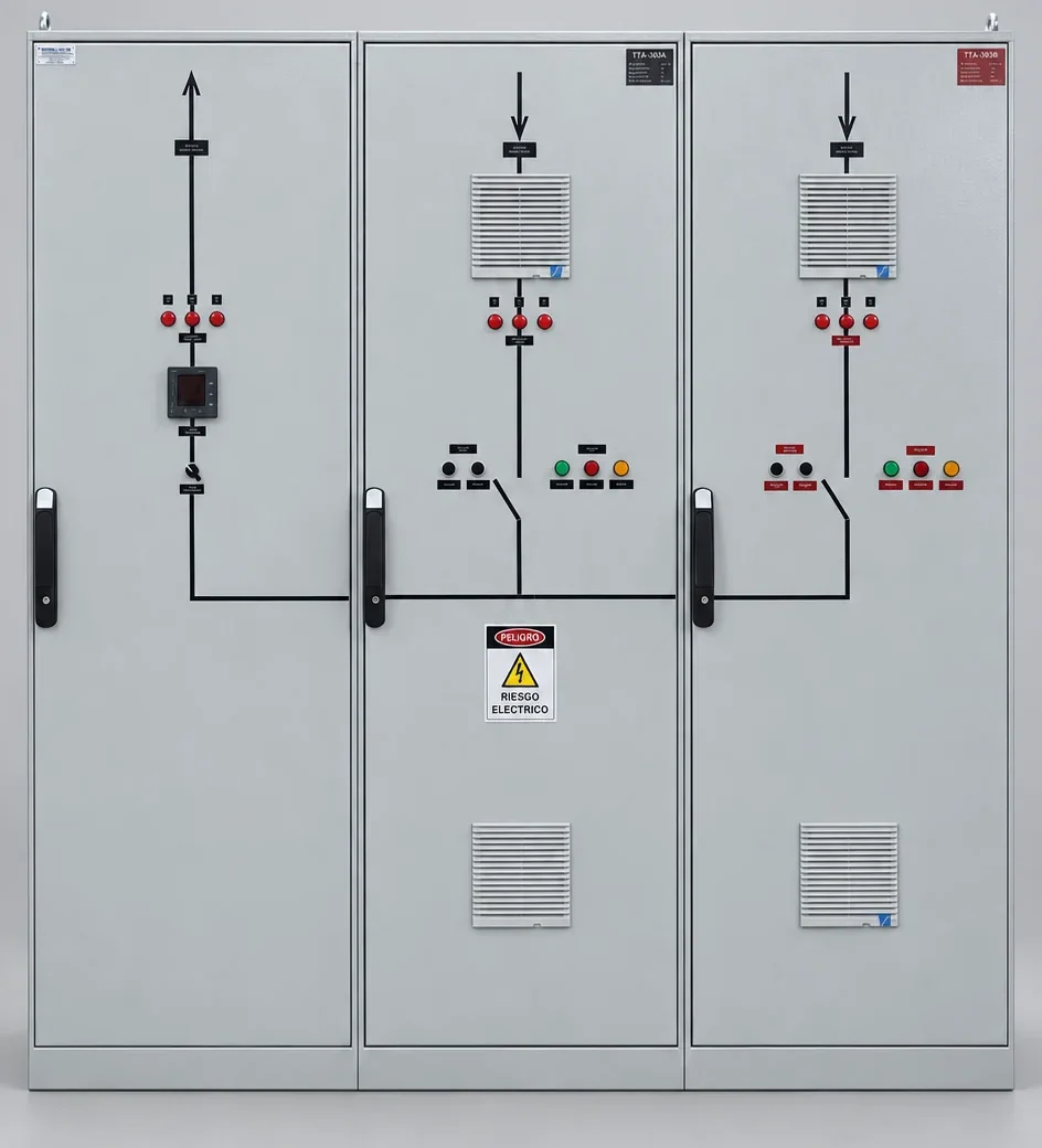 Tablero eléctrico industrial integrado de tres cuerpos