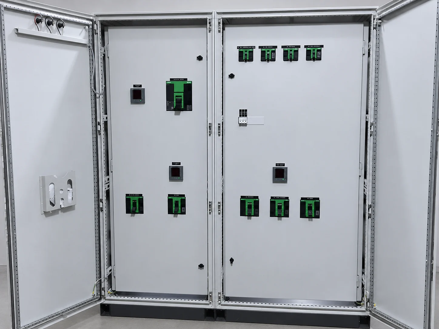 Tablero eléctrico industrial integrado con sus puertas abiertas