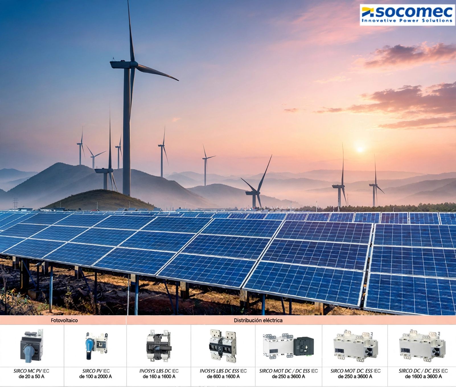 Lámina de desconectadores Socomec para instalaciones fotovoltaicas